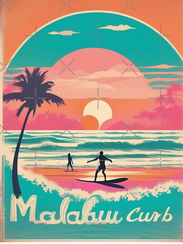 Longboards at Sunset | Retro California Surf Print by Esterlane