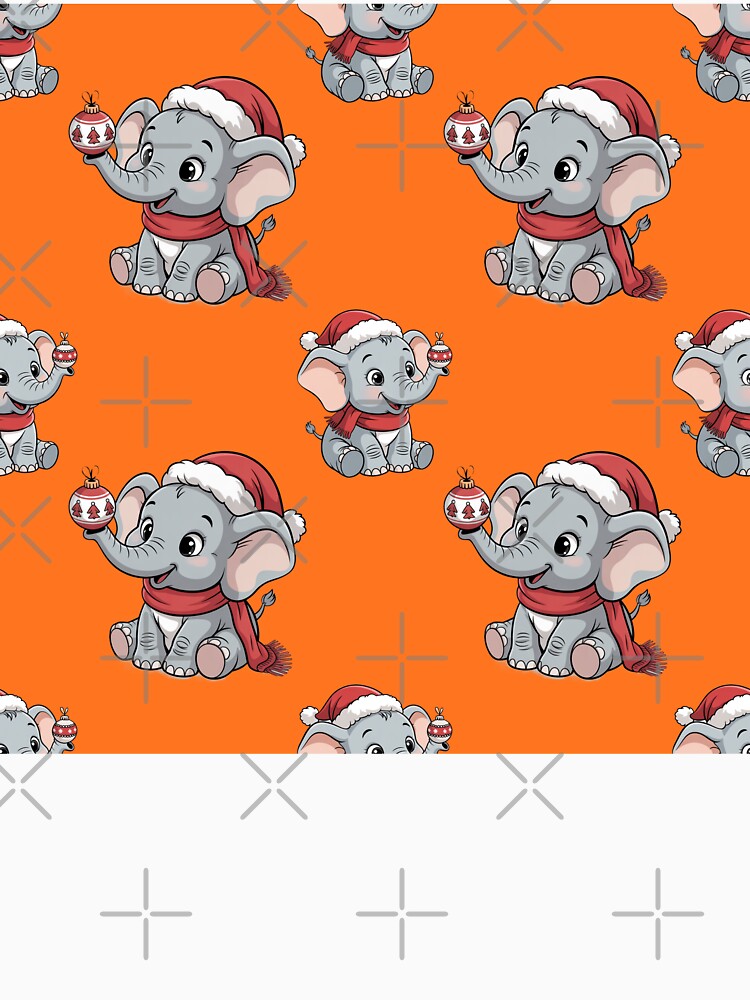 Cute Christmas Elephant Seamless Pattern by Grang Art Artistic Designs