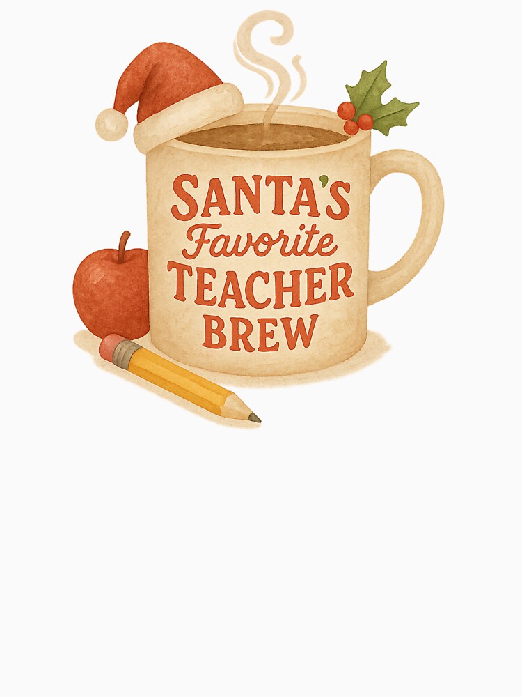 Santa’s Favorite Teacher Brew | Funny Christmas Coffee Mug Watercolor Design by Just You Tee | Say It Loud, Wear It Proud
