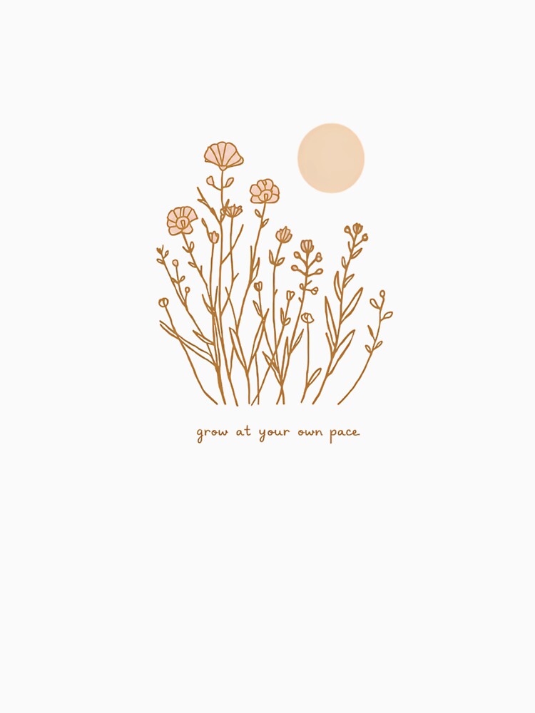 Grow At Your Own Pace Delicate Botanical Line Art Flowers by P4trick98