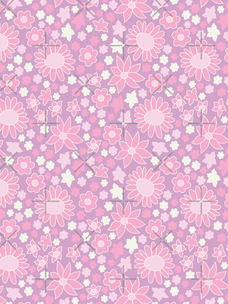 RETRO FLOWER POWER PINK AND PURPLE by blomastudios