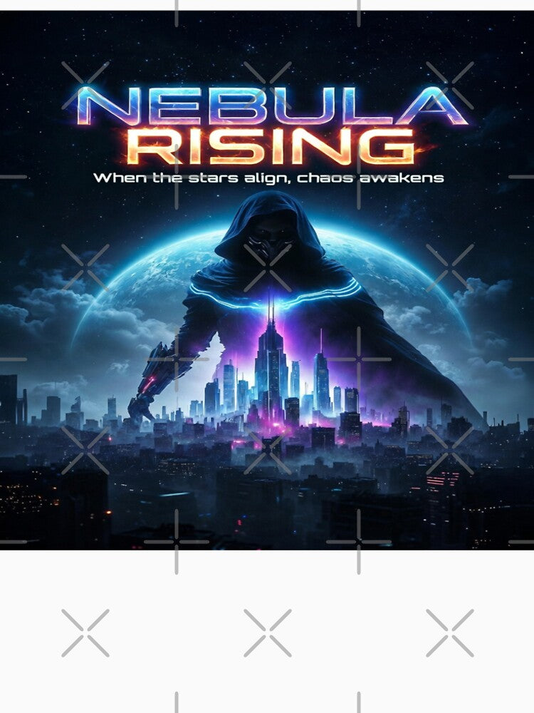 Nebula Rising – Futuristic Sci-Fi Movie Poster | Cyberpunk City, Galactic Warrior, Neon Space Art by Sushikidsntod