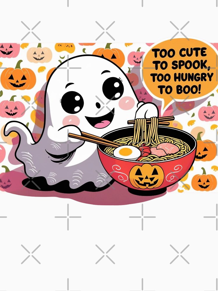 Kawaii Ghost Eating Ramen – Too Cute to Scary by All Creative Designer
