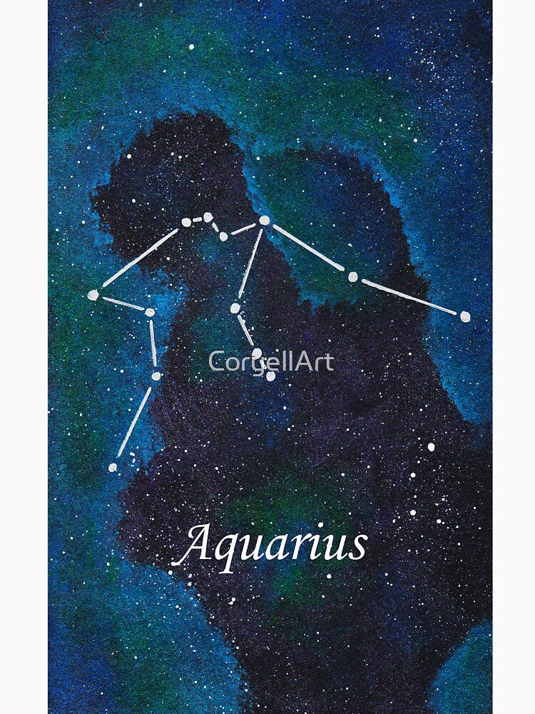 Aquarius Zodiac Sign Space Painting by CoryellArt