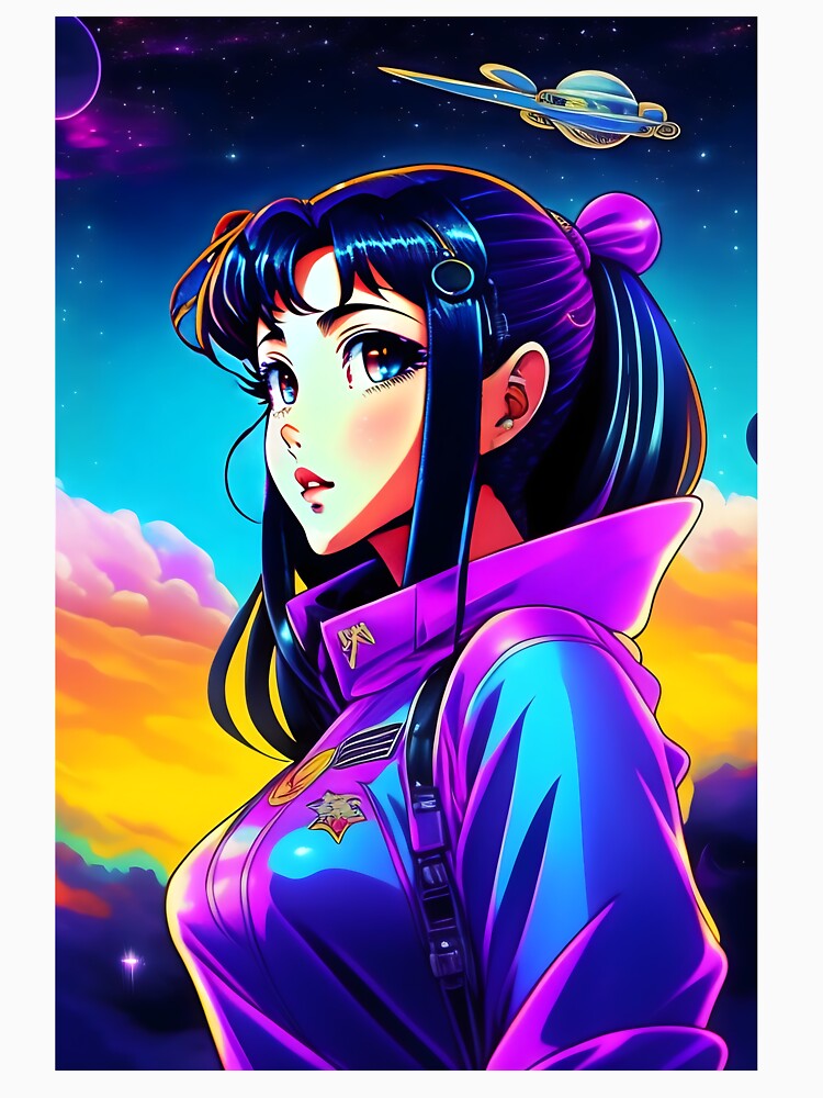 Vintage 90's Anime Girl Inspired Retro lofi Cyberpunk graphic by iluminal