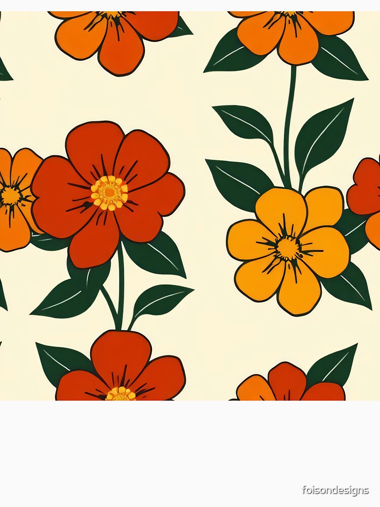 Retro Floral Bliss – Vintage-Inspired Flower Pattern by FoisonDesigns