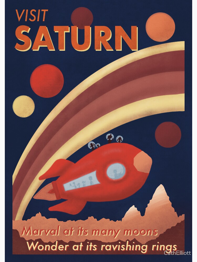 Retro space travel poster by Catherine Elliott Art
