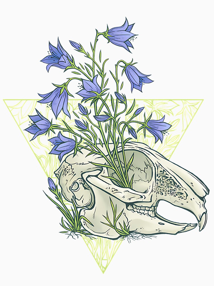 Harebells Animal Skull Botanical Illustration by vgggeirjpe25