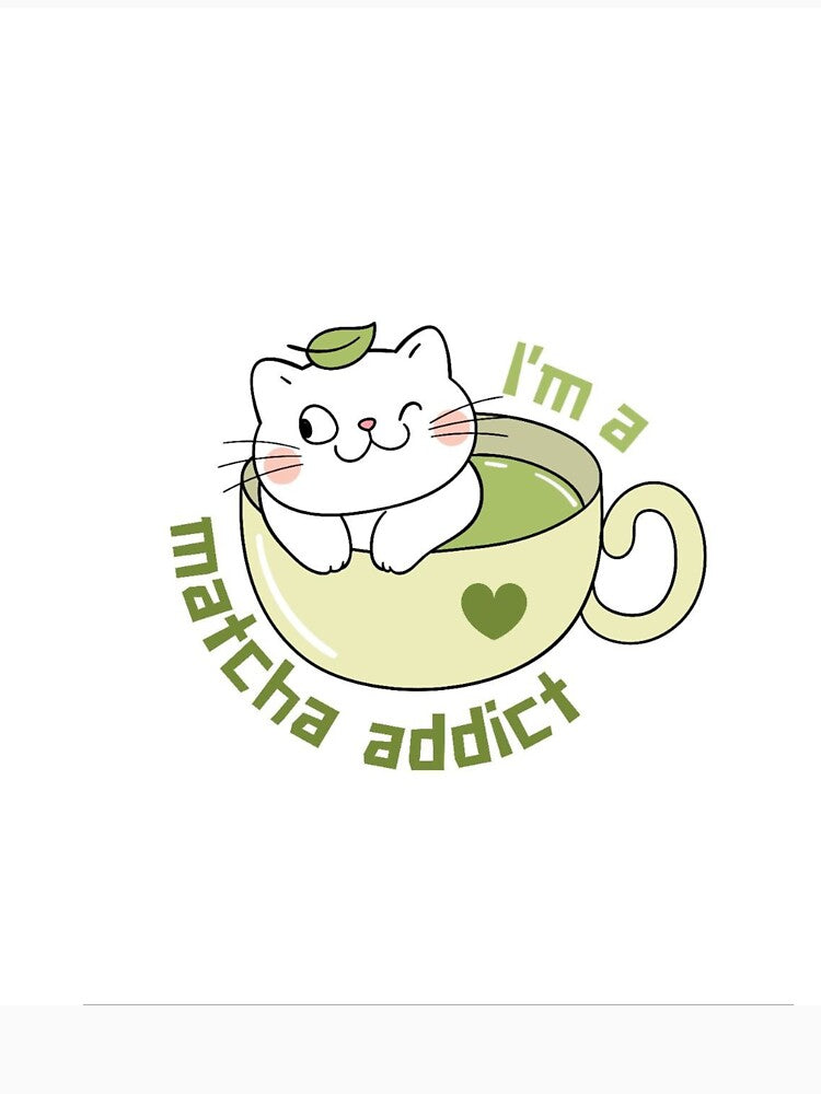 Cute Matcha Cat Addict Illustration by سله أرت