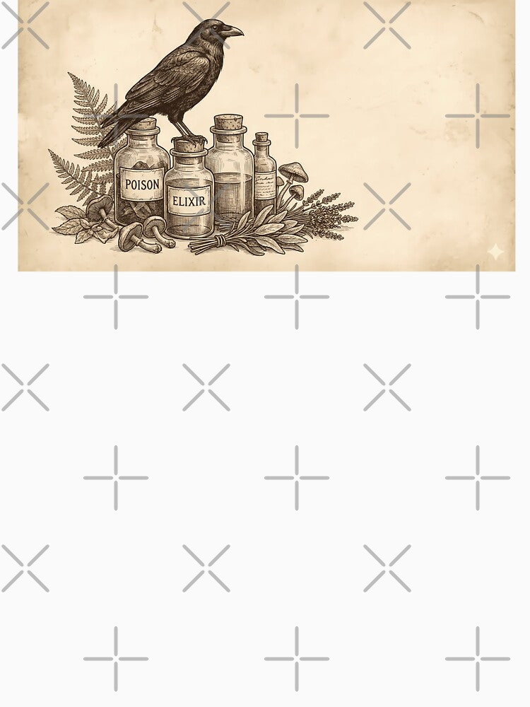 Vintage Raven Apothecary - Poison & Elixir Drawing by ManaPot