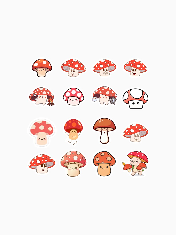 Kawaii Red Mushroom Stickers by KrisGraphic45