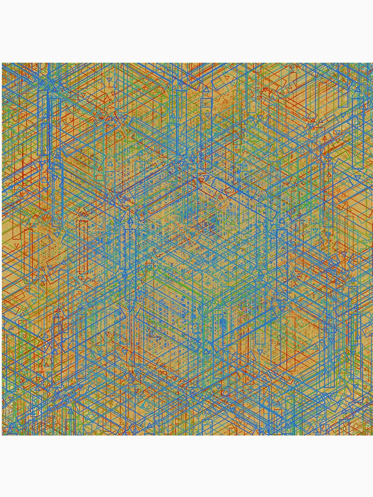 Abstract Isometric Geometry Maze – Retro Futuristic Blueprint Art by vasanthrajark