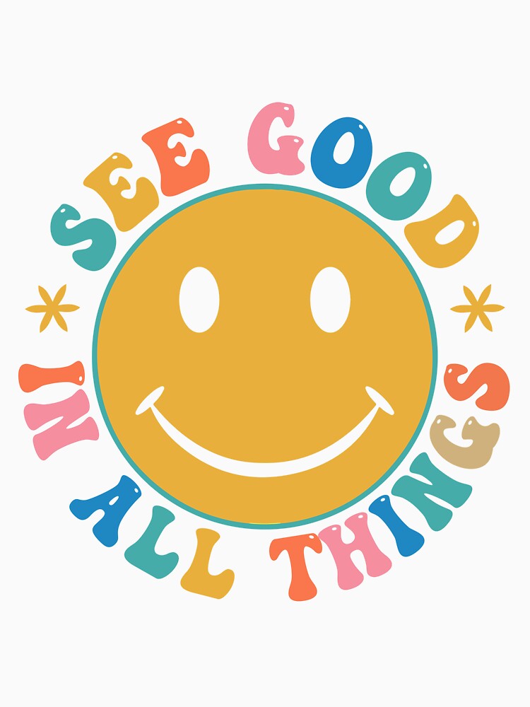 See Good In All Things Retro Groovy Colorful Block Letter Design by redbubbleart18