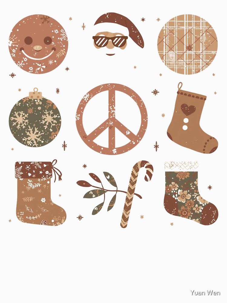 Retro Boho Christmas Collage Peace and Cheer by Yuan Wen
