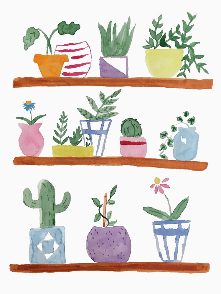 Watercolor House Plant Shelf Display by SavannahAddison