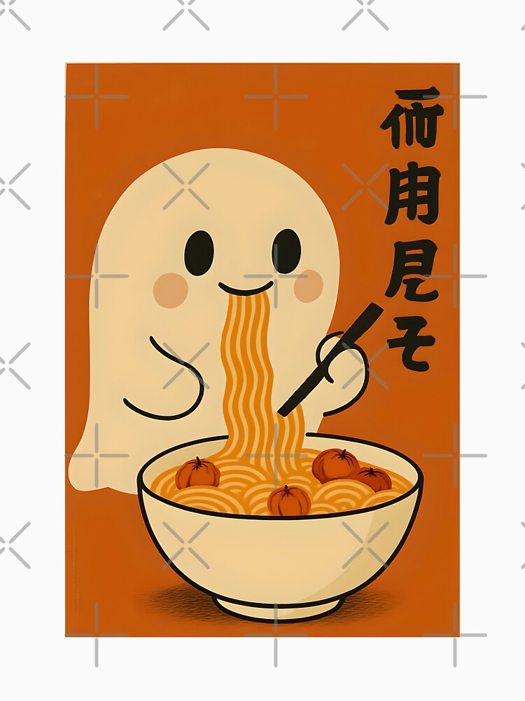Halloween Spooky Ghost eating Pumpkin Pasta by frozencoco