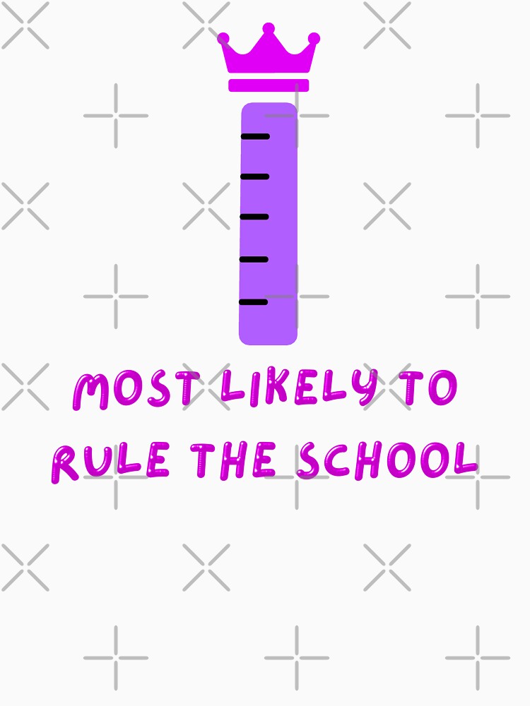 Most likely to rule the school: cute crowned ruler pun (pink & purple) by NerdyChibi