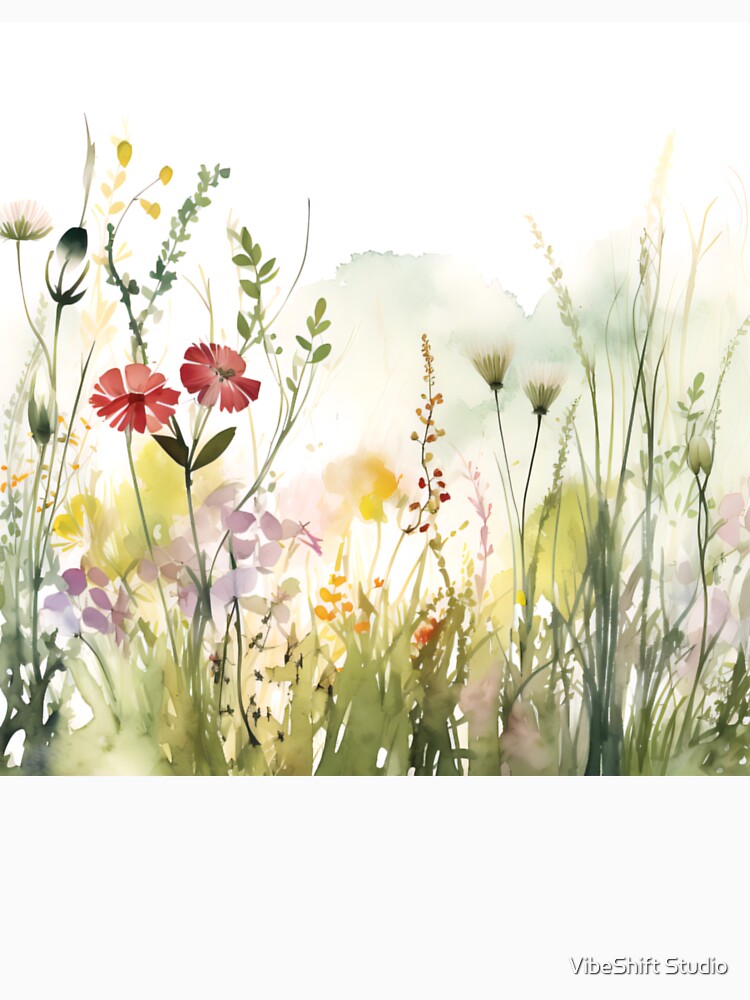 Popping Red and Purple Watercolor Wildflowers by VibeShift Studio