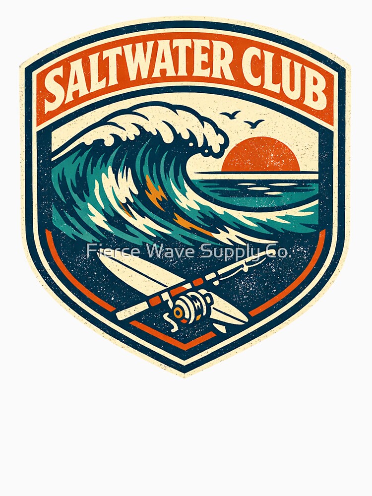 Saltwater Club Surf & Fishing Sticker – Vintage Gulf Coast Wave Decal by Fierce Wave Supply Co.