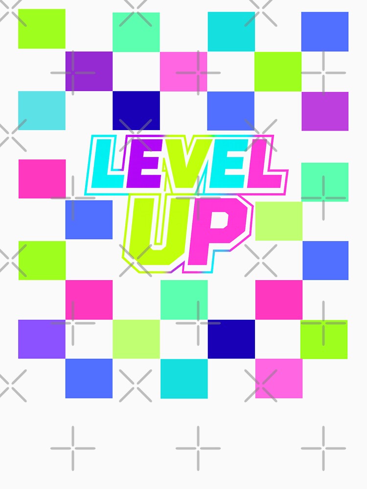 LEVEL UP – Retro Neon Checkerboard by Aimetoi