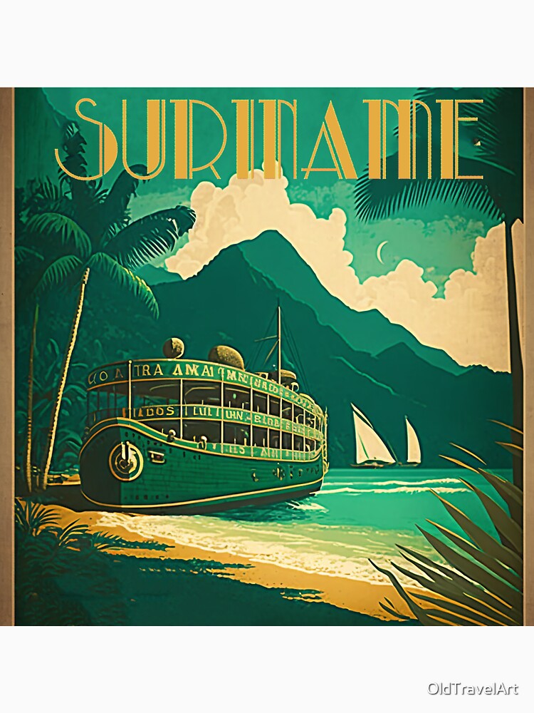 Suriname Coastline Vintage Travel Art Poster by OldTravelArt