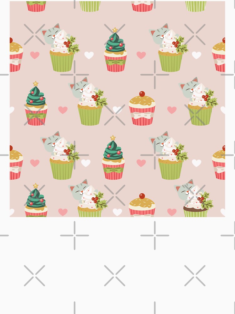 Christmas Pattern,  cats tree and cupcakes design by Phoca Mobil