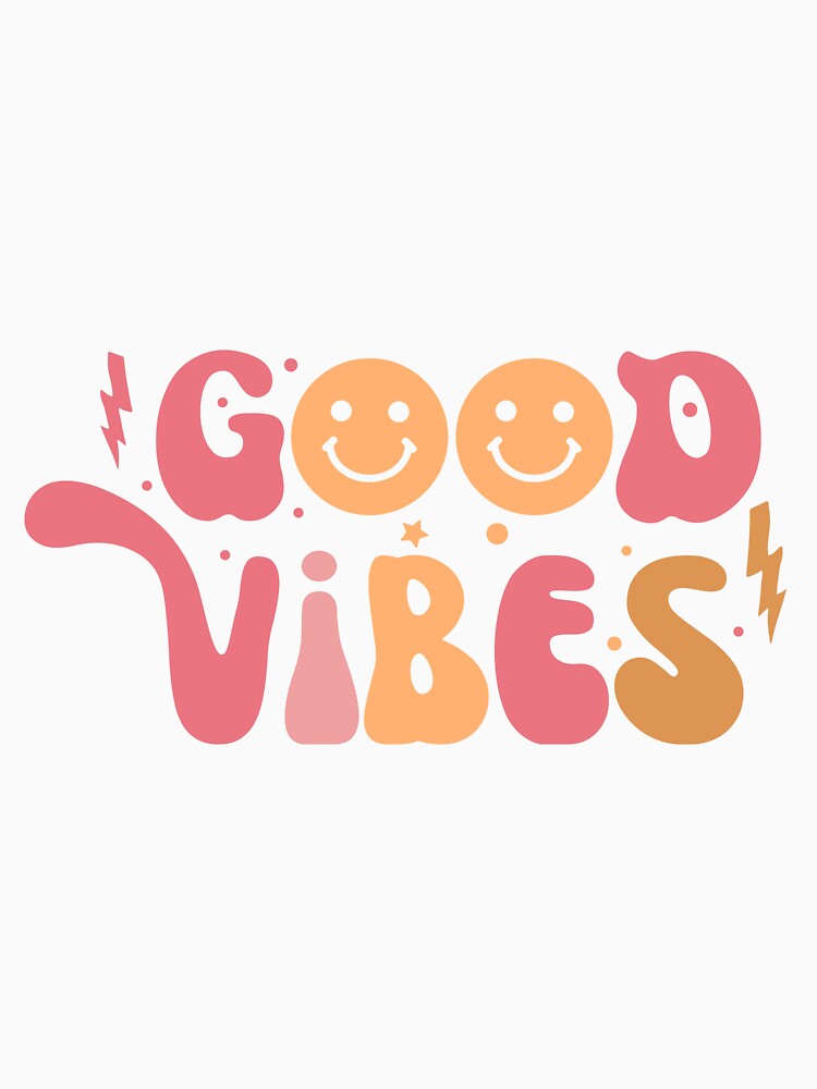 Good Vibes Smile Retro Groovy Colorful Block Letter Design by redbubbleart18