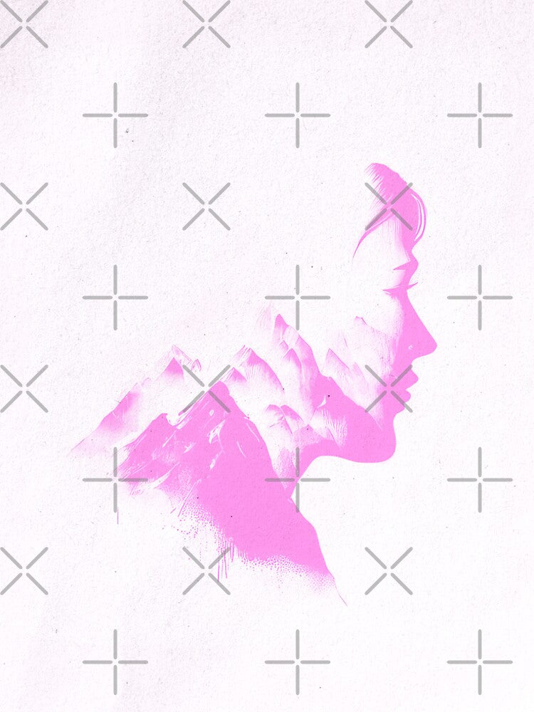 Pink Mountain Girl Art Retro Pastel Vintage by PinkNomad