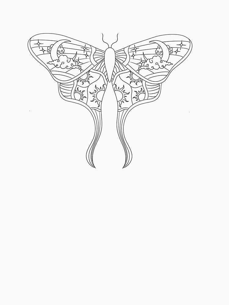 Line art  moth sun and moon celestial vibes by waltcrystal