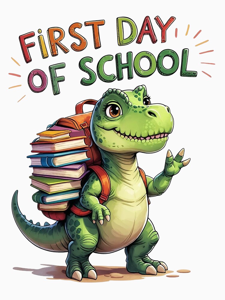 First Day of School – Cute Dinosaur Back to School Design for Kids by SnoyTextil