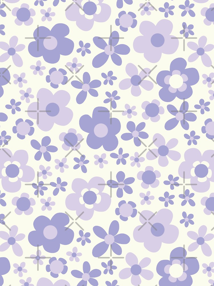 LILAC PASTEL PURPLE BOHO RETRO FLOWERS by blomastudios