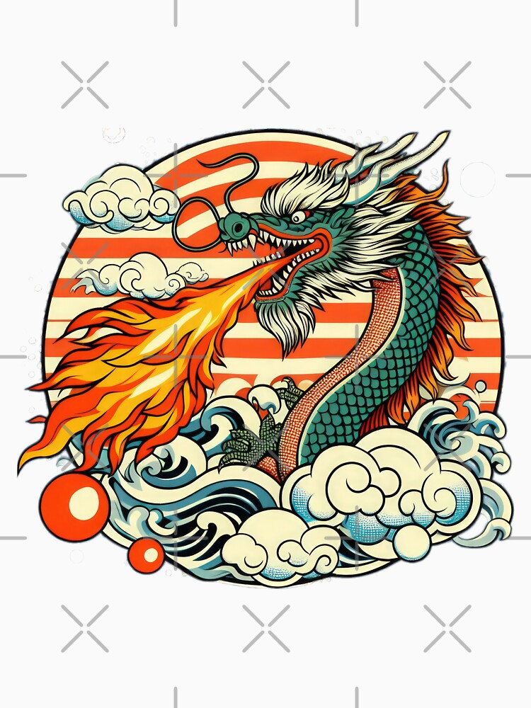 vintage Chinese Dragon Spits Fire by Expressions-Sel