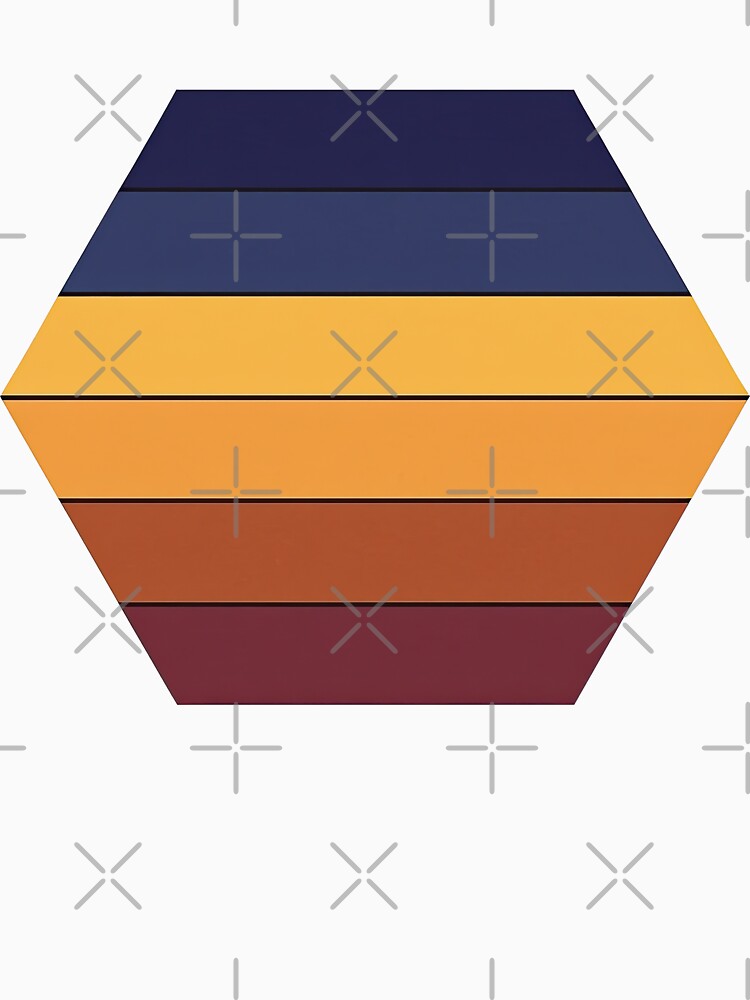 Retro Hexagon Sunset with Warm Gradient Stripes by ArtfulWeave