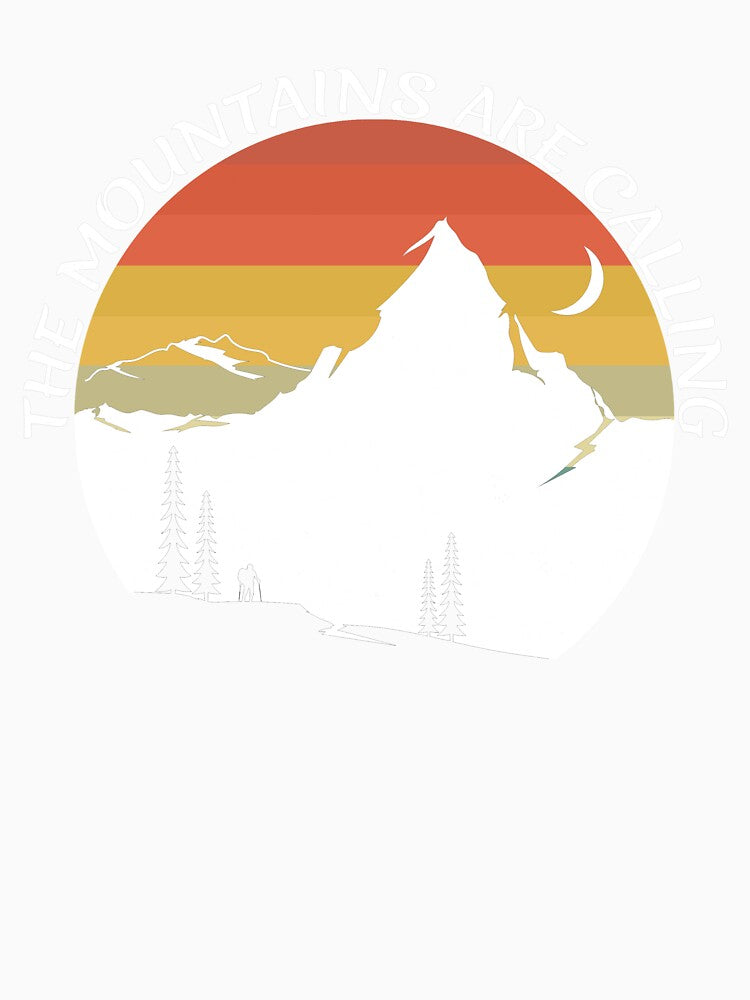 The Mountains Are Calling - Retro Sunset Mountain Outdoor Adventure Design by GetGoodFit