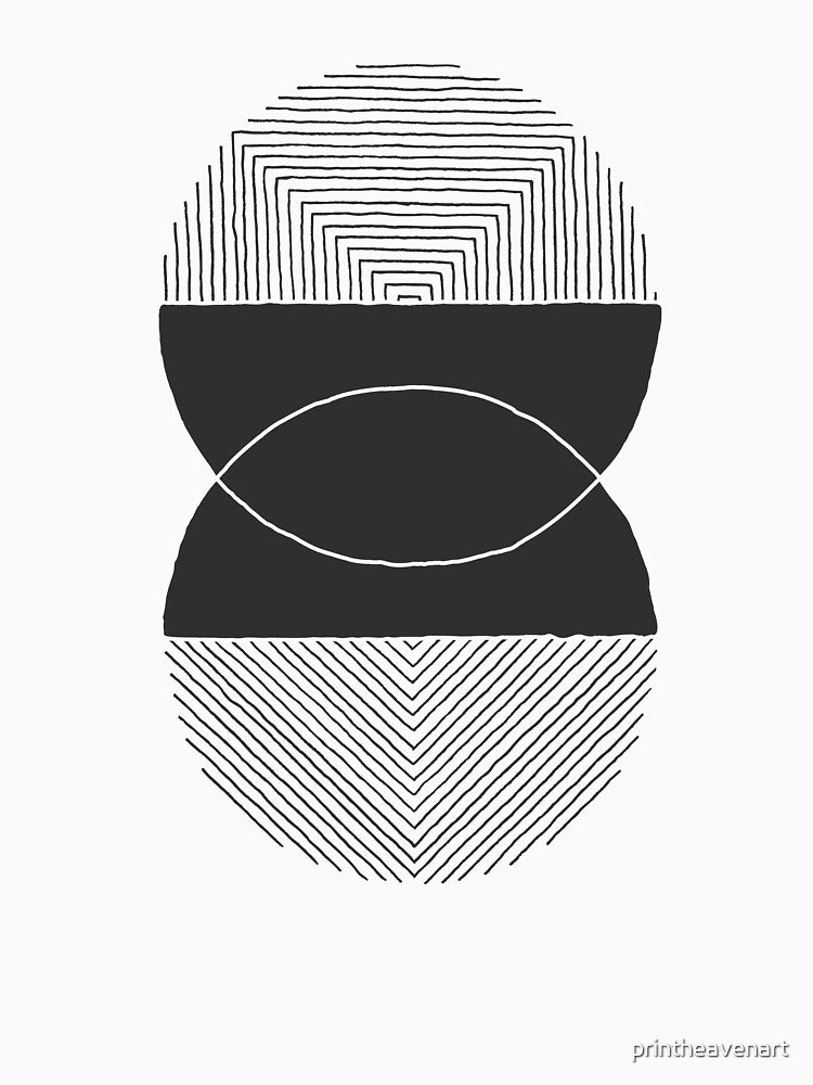 Circle B&W Pieces Abstract Geometric by printheavenart