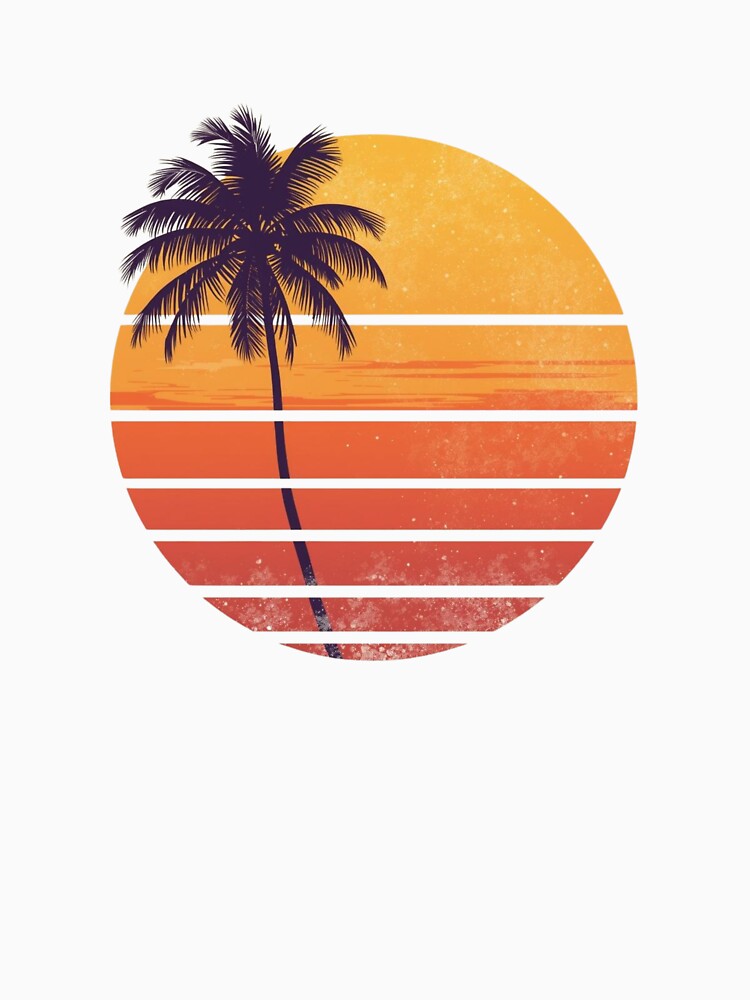 Retro Summer Sunset – Vintage 70s Beach Illustration by catcurio
