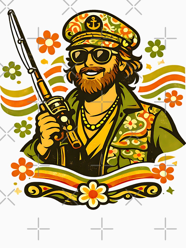 Groovy Captain Angler Retro Fishing Art by EimSol