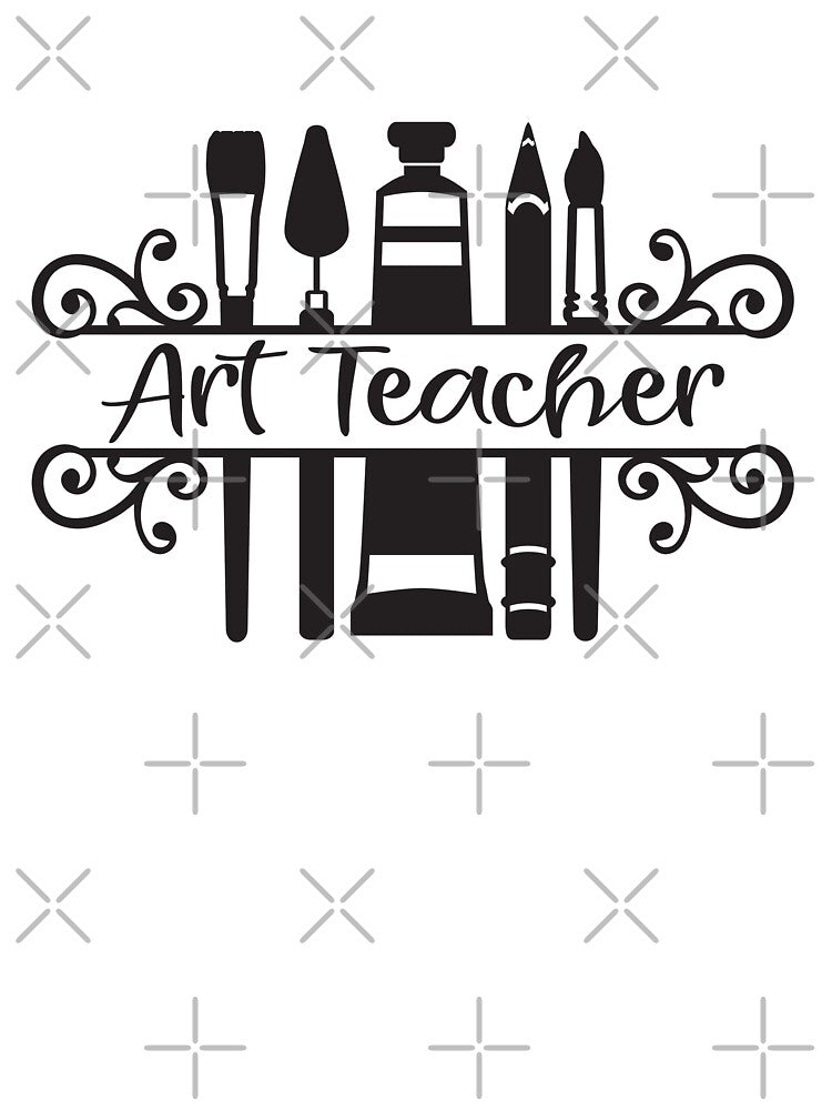 Art Teacher with Art Supplies and Fancy Script Font by Sam Morrison