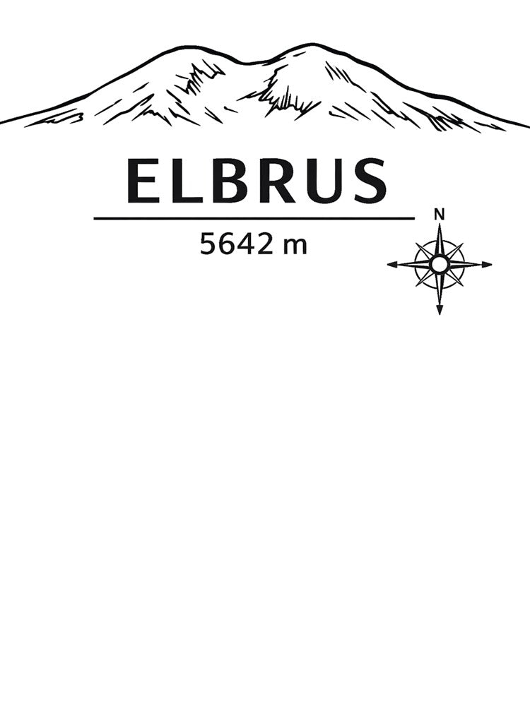 Seven Summits Europe – Elbrus 5642 m Minimalist Line Art Design by GabeMountainArt