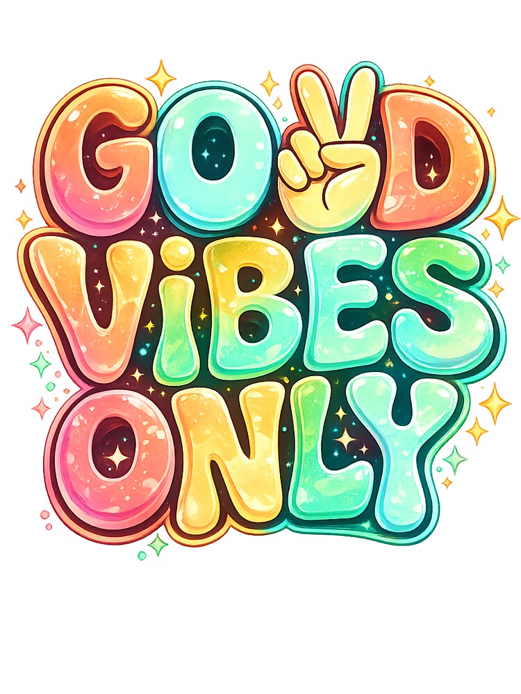 Good Vibes Only Anime Typography T-Shirt by afr-saad