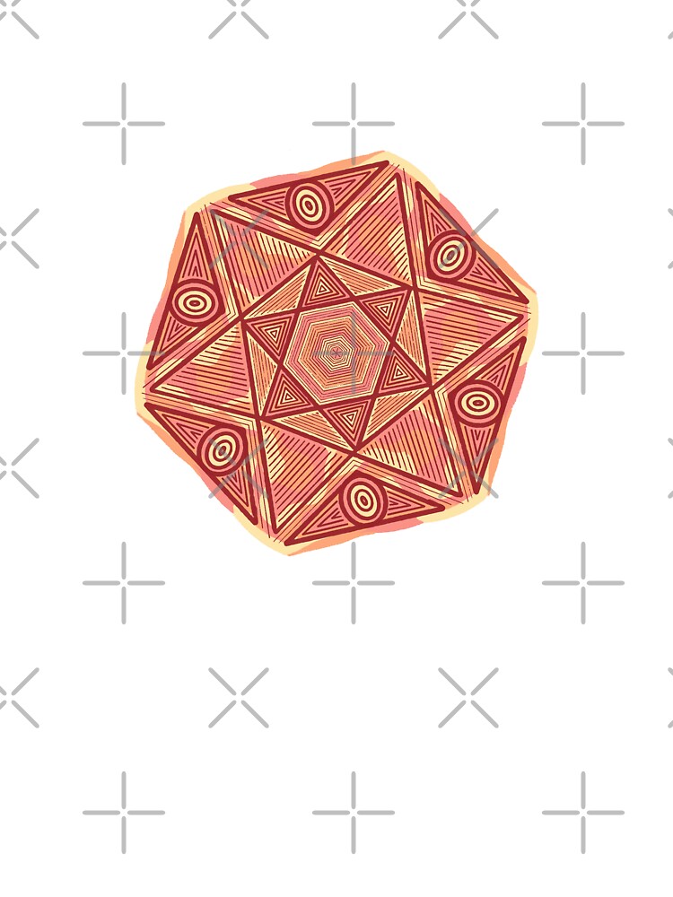Terracotta Geometric Sunburst - Abstract Linear Star Mandala by RareSquareBearArts