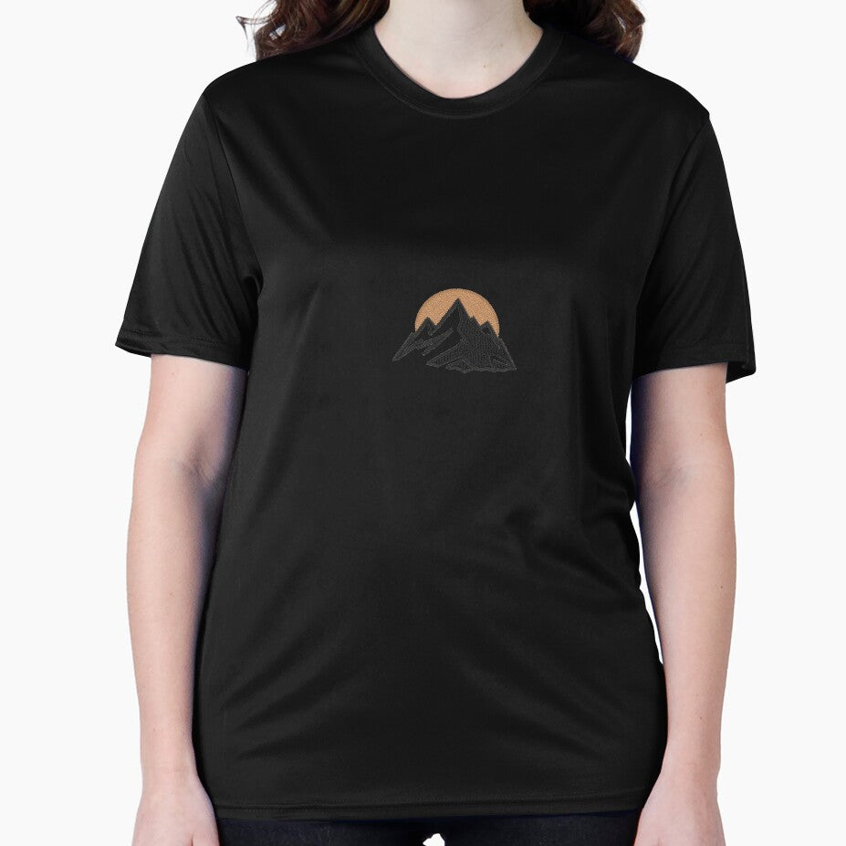 Embroidered Mountain Peak Minimalist Nature Adventure Logo by cosmic crest creations