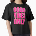 Good Vibes Only Pink Bling Rhinestone Typography by DjFreeq