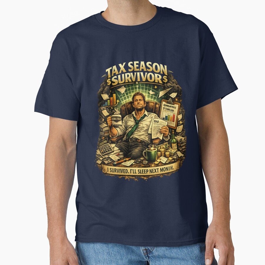 Tax Season Survivor – Funny Accountant Shirt for CPAs, Bookkeepers & Finance Pros by Shadowframe Studios