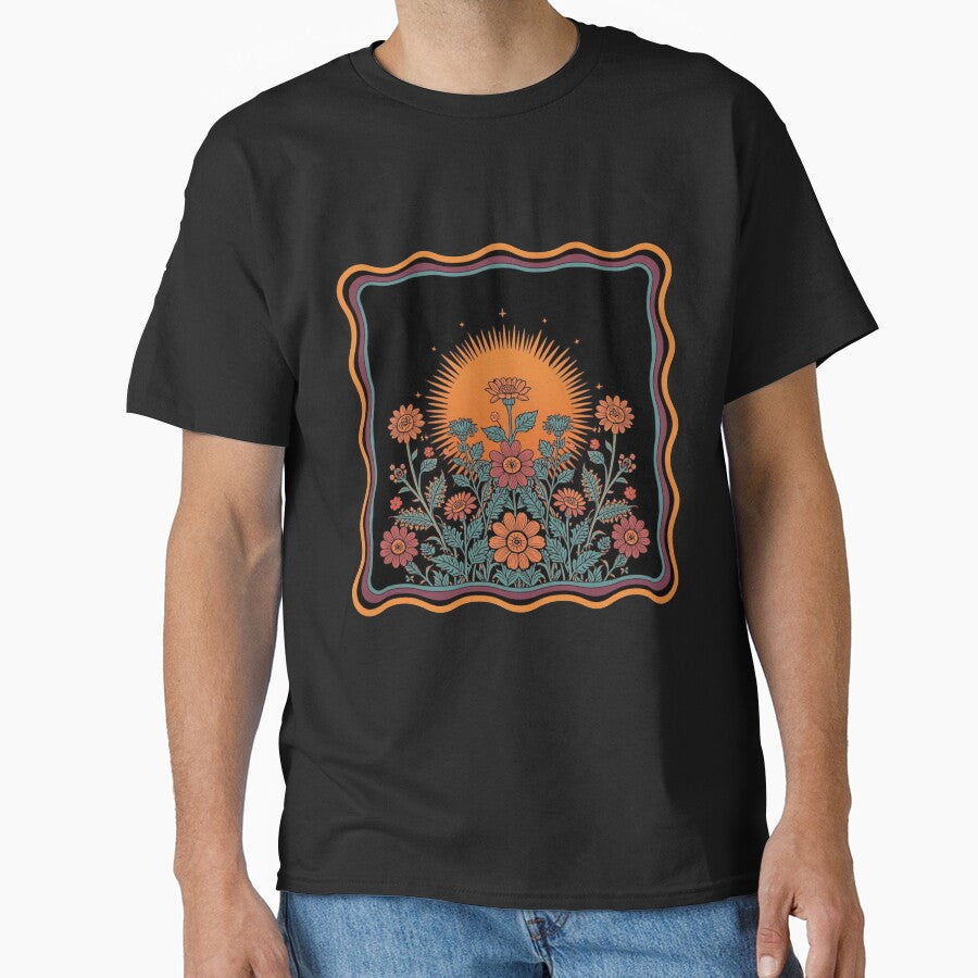 Retro Psychedelic Wildflowers with Radiant Sun by carthagia