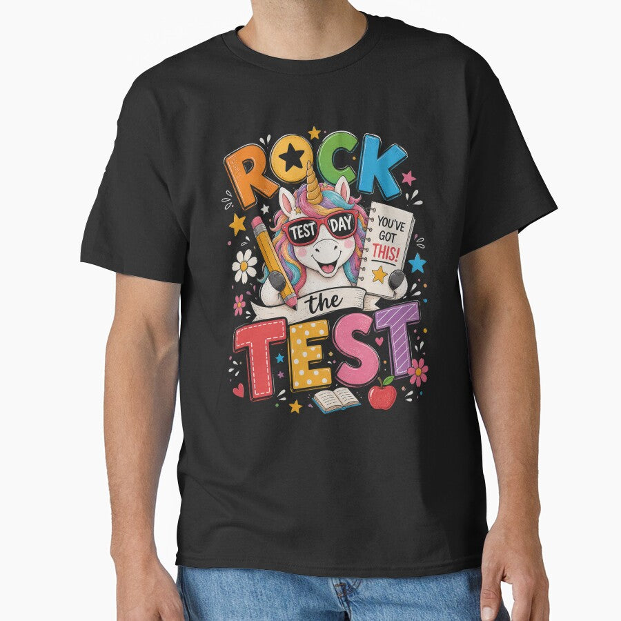 Rock The Test Day Funny Unicorn Exam Testing Day School by OlakunleOloroz