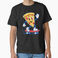 Vintage Rubber Hose Cartoon Pizza Slice Riding Skateboard Fun Food Art by EricCotanori