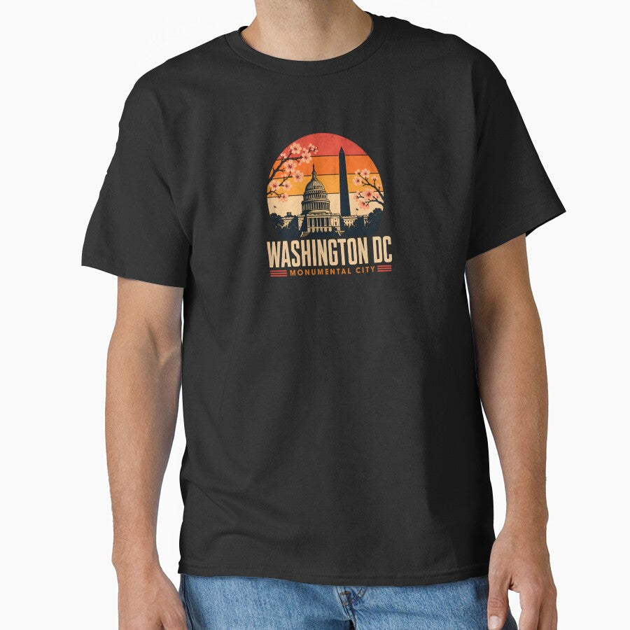 Washington DC Monumental City Retro Sunset by Fenay Designs