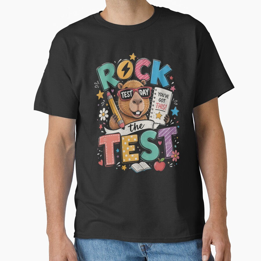 Rock The Test Day Funny Capybara Exam Testing Day School by OlakunleOloroz