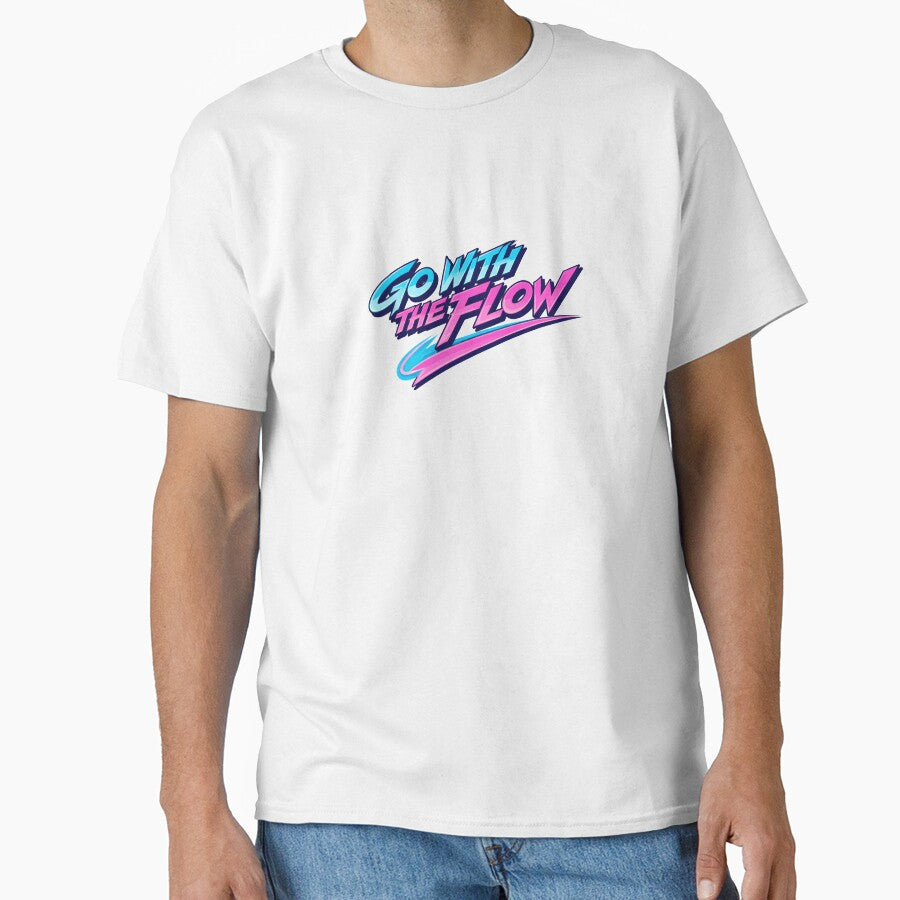Go With The Flow 80s Retro Wave Typography | Neon Retro Motivation by Art-Selling